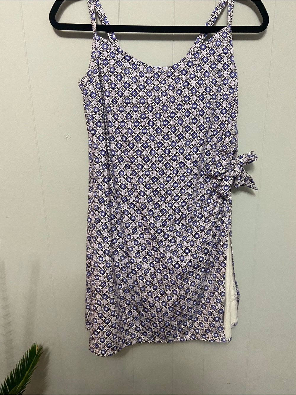 Lands End Blue Floral Tie-Side Swim with dress- Women Size 12.